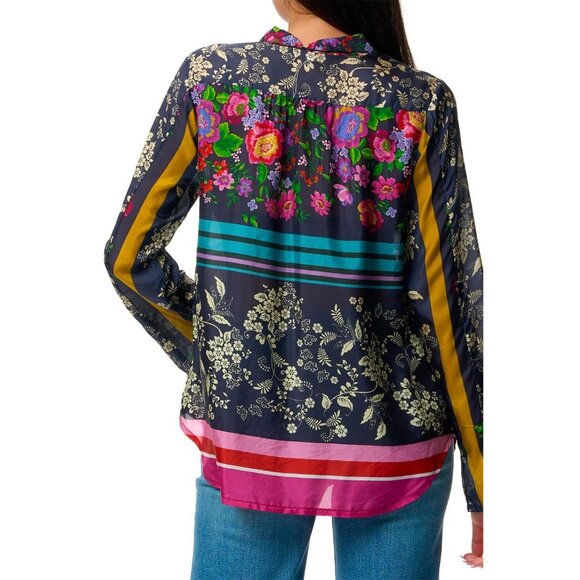 $349 NWD Johnny Was Silk Floral Long Sleeves Blouse Size S - Picture 2 of 11